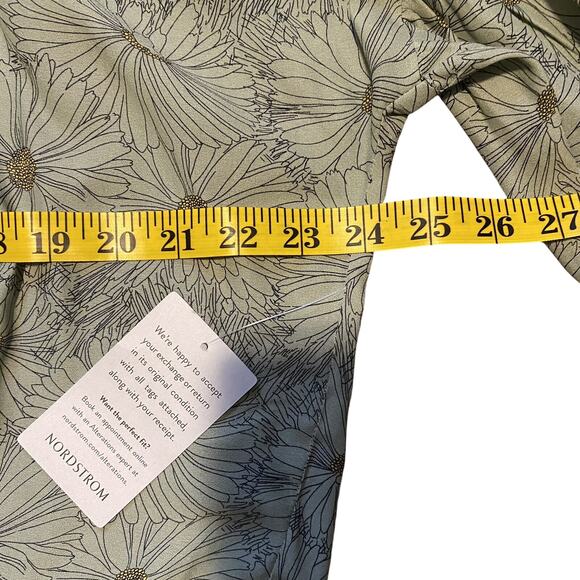 New Wayf Aliso Olive Green Daisy Floral Tie Front Long Sleeve Blouse Shirt Sz XL - Picture 5 of 6